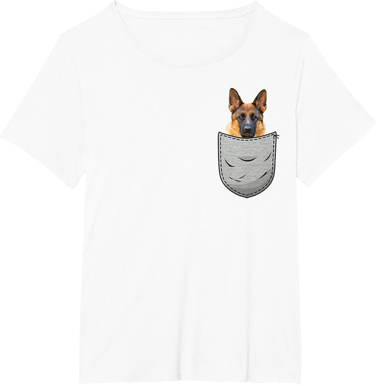 German Shepherd Dog Chest Pocket for Dog Owners T-Shirt - White