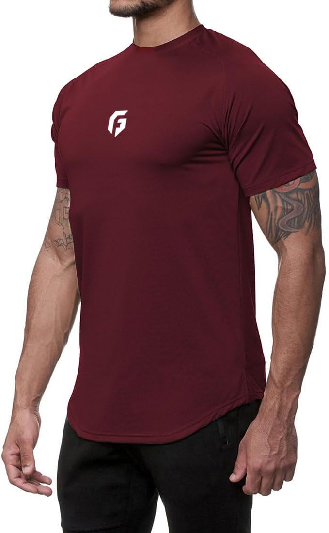 GYMLEADER Men's Workout Shirts Muscle Gym Tee Athletic Running Short Sleeve T-Shirts - Wnrd