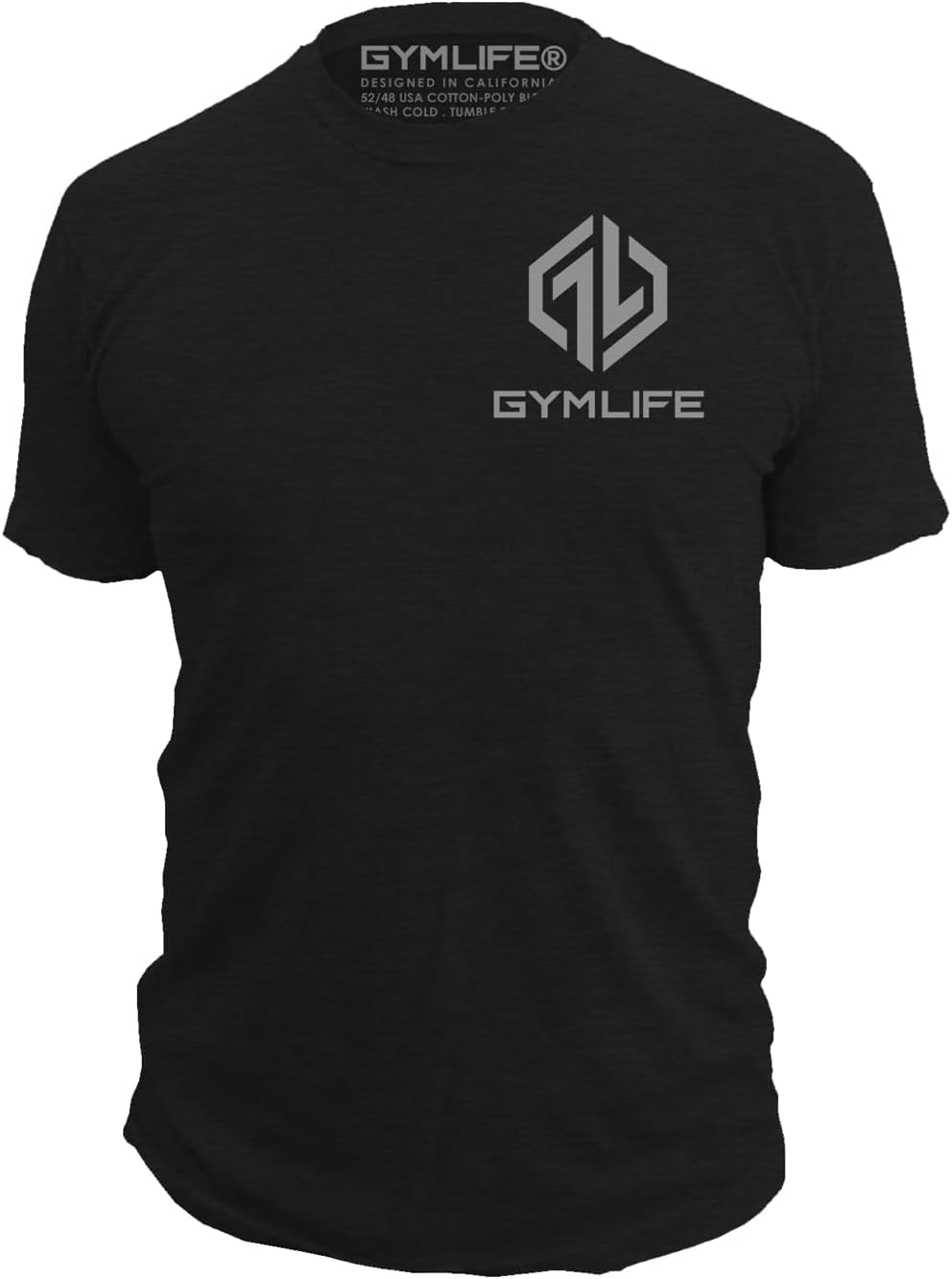 GYM LIFE Men's Power Up Icon Athletic Performance Short Sleeve Workout T-Shirt, Black - Black