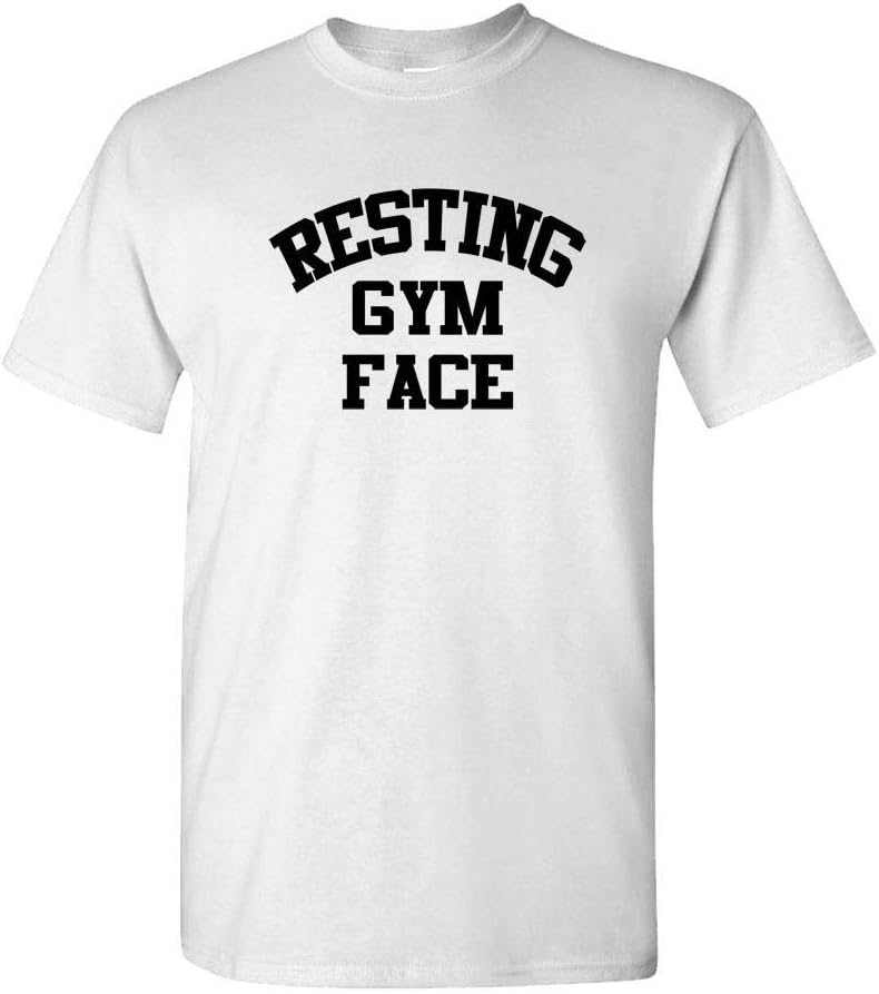 Resting Gym FACE - Workout Weight Lift - Mens Cotton T-Shirt - White