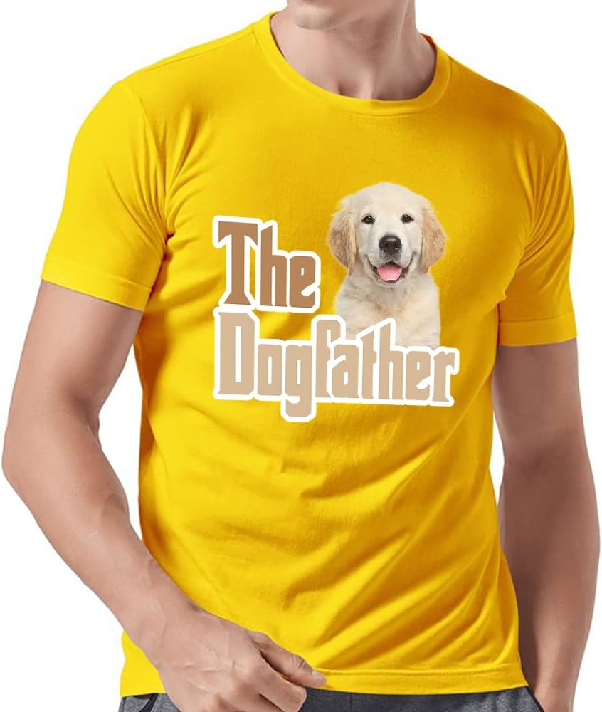 Men's Short Sleeve Dogfather T-Shirt Cotton US Flag Custom Names Golden Retriever Dog - Orange \/ Golden Retriever 1