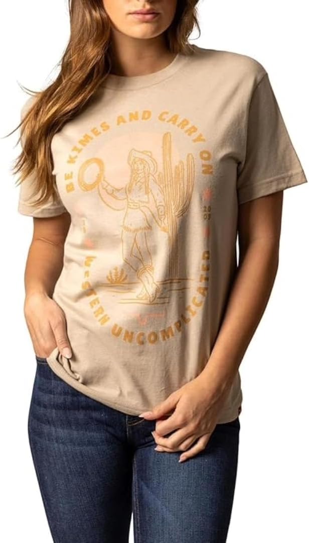 Western Desert Cowgirl Graphic Tee by Kimes Ranch - Sand