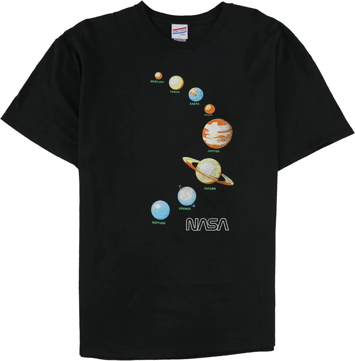 Junk Food Mens NASA Planets Graphic T-Shirt - Black