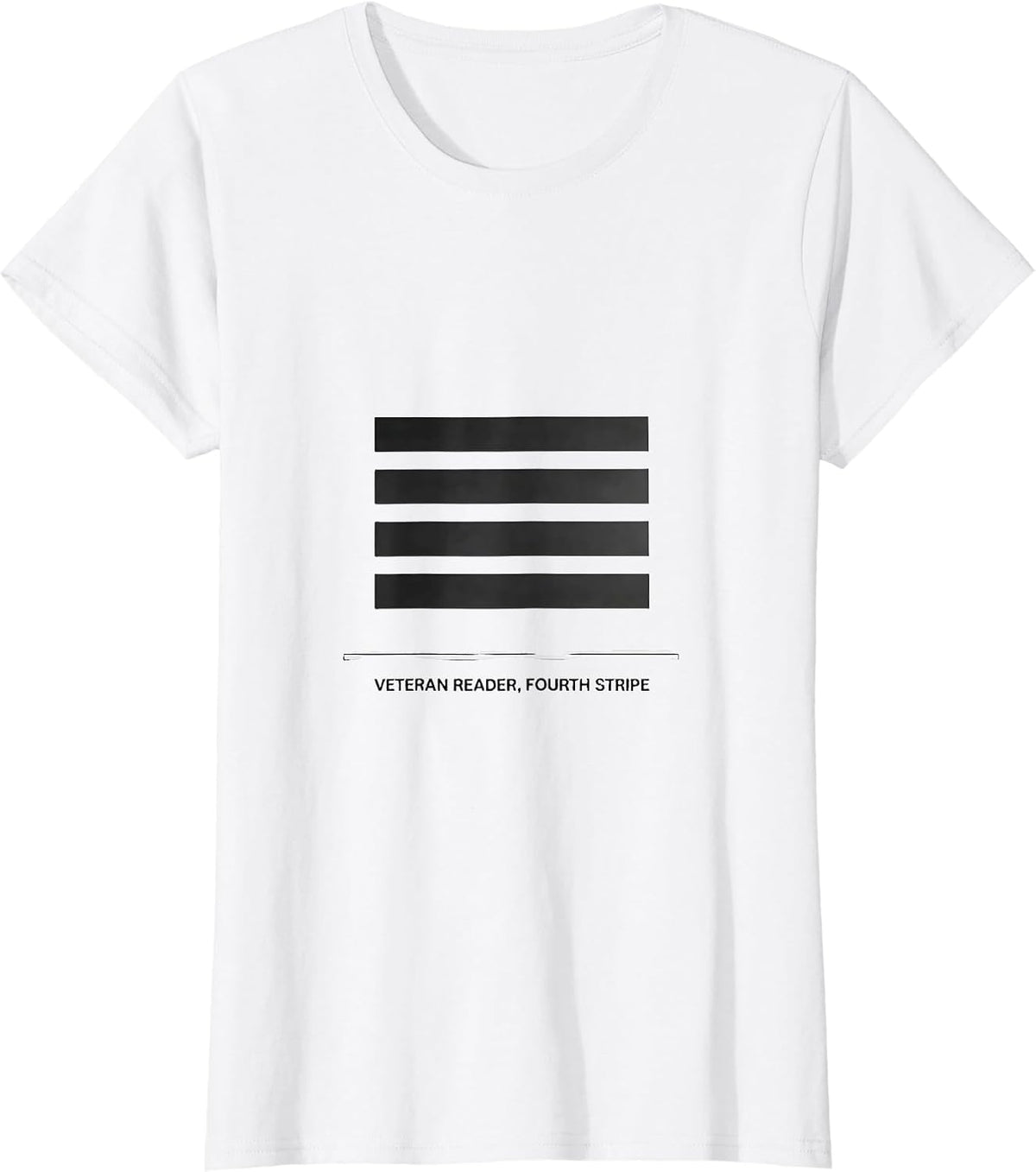Women's Veteran Reader Fourth Stripe Minimalist Bookworm Reader T-Shirt - White