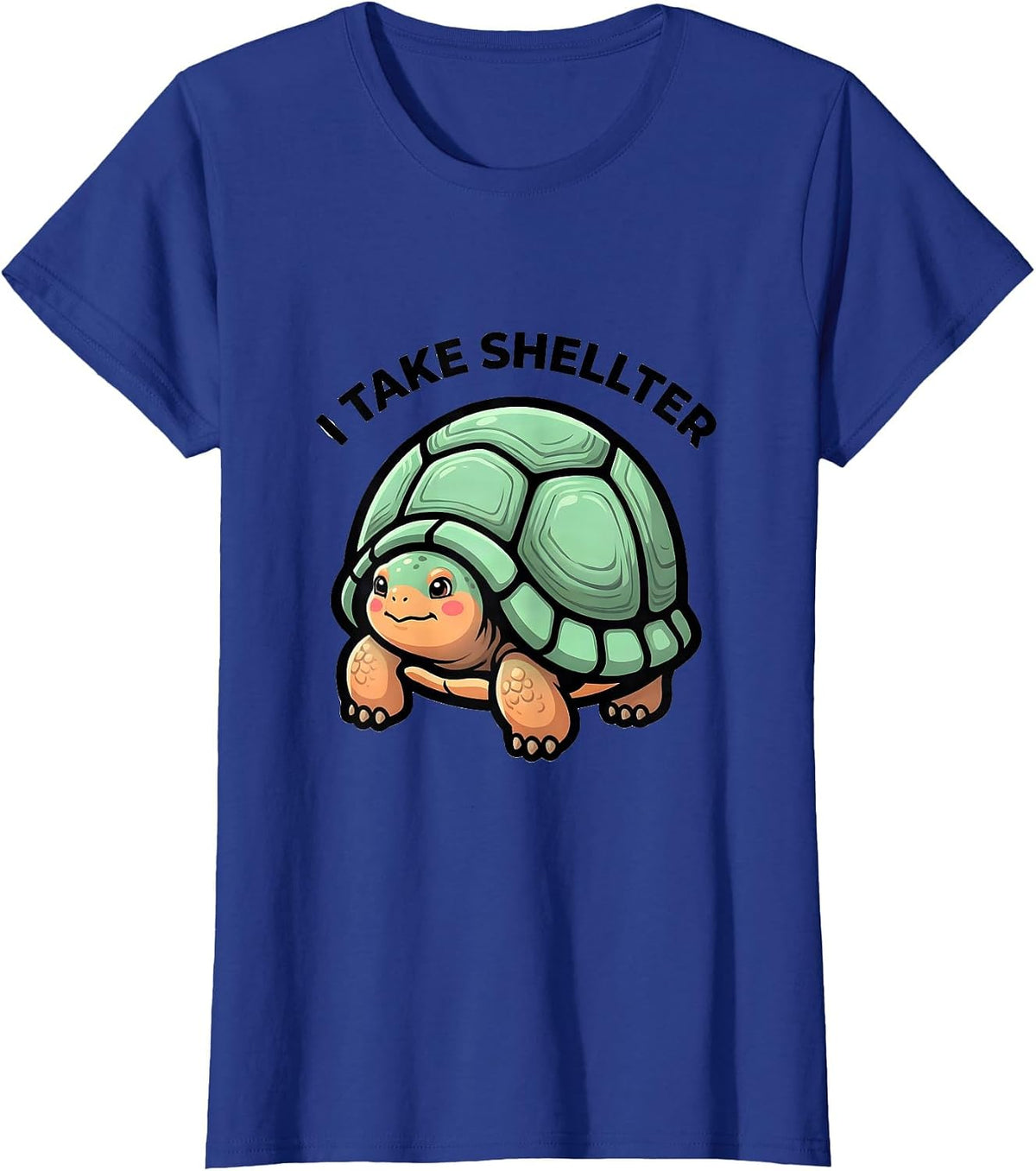 Women's I Take Shellter Cute Kawaii Tortoise Lover Pet Owner Humor T-Shirt - Royal Blue