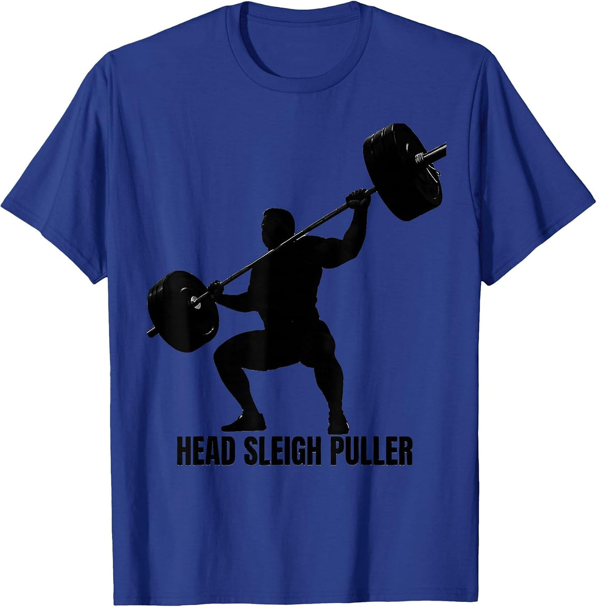Head Sleigh Puller Funny Christmas Gym Workout Weightlifting T-Shirt - Royal Blue