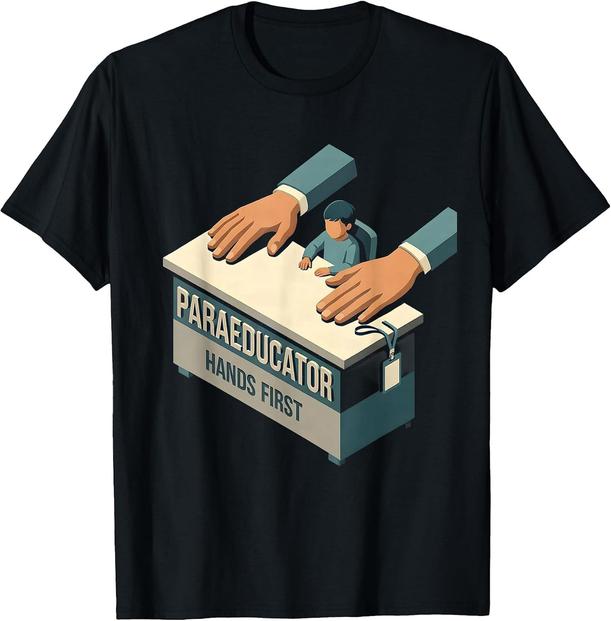 Men's Paraeducator Hands First Isometric Para Pro Back To School T-Shirt - Black