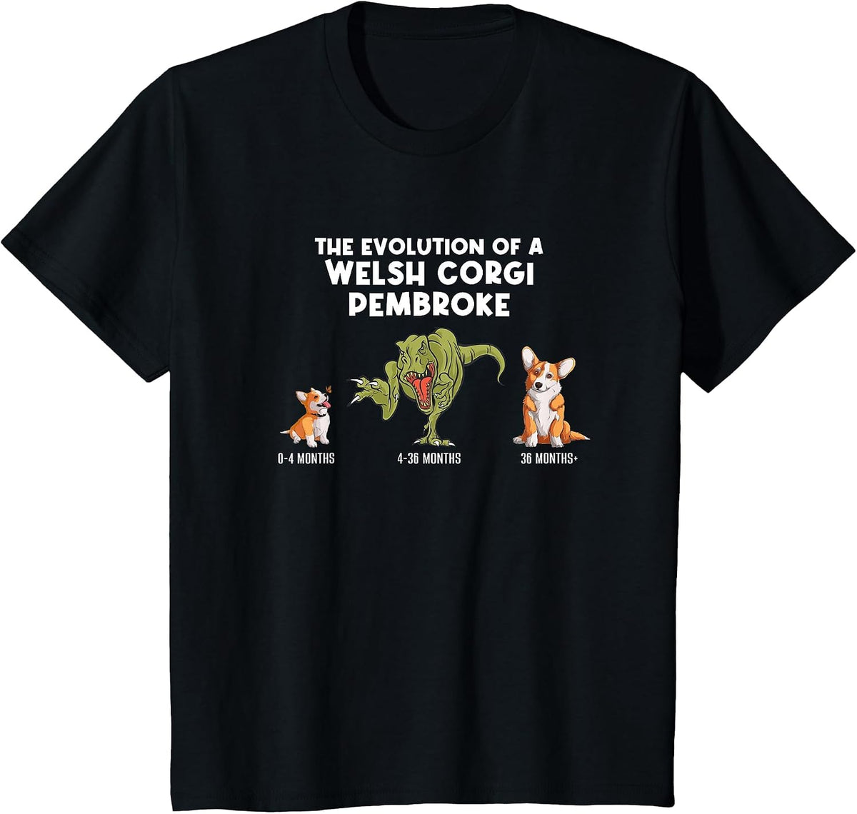 The Evolution of A Welsh Corgi Pembroke Funny Corgi T-Shirt - Black