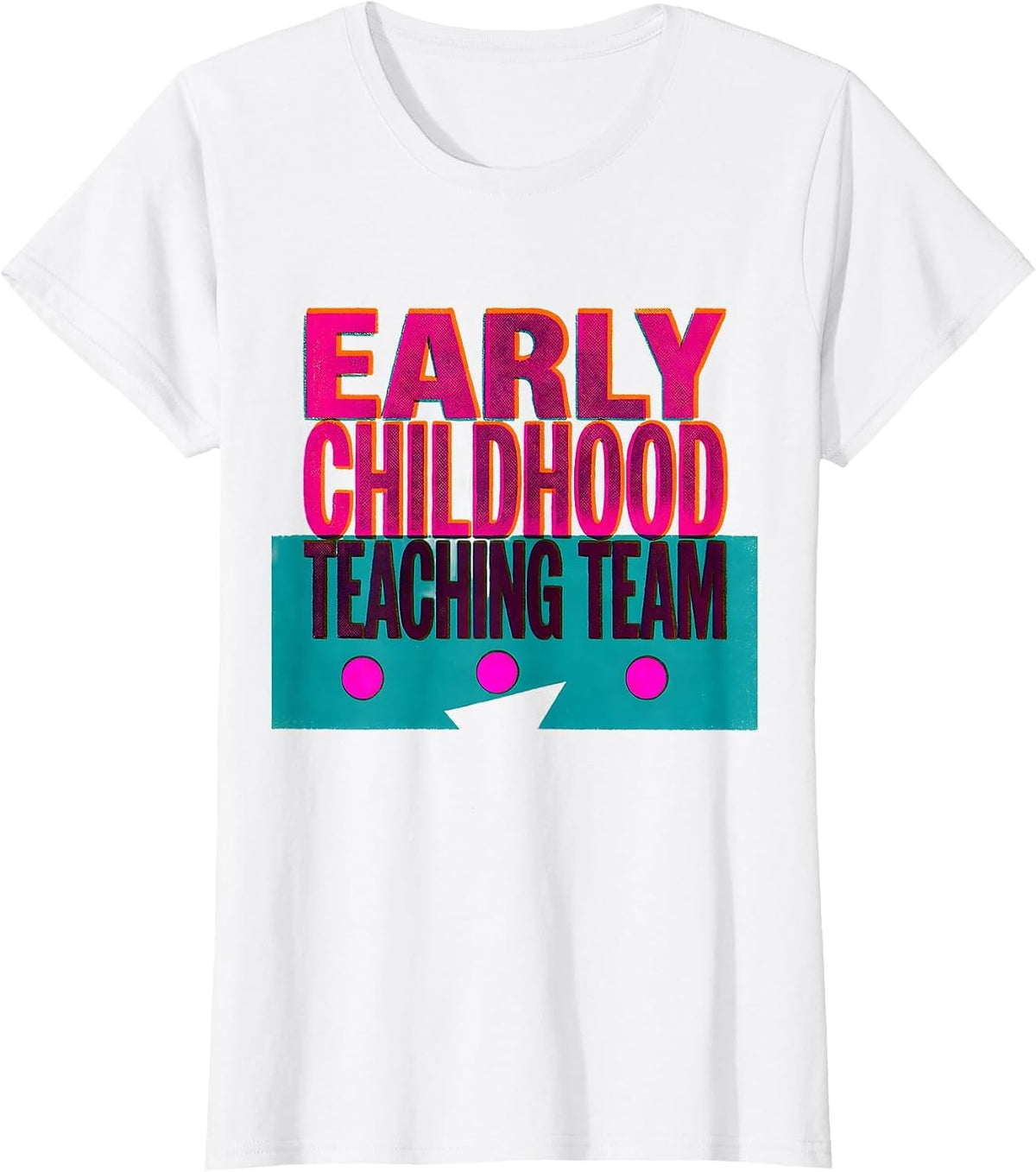 Early Childhood Teaching Team Risograph Preschool Teacher T-Shirt - White