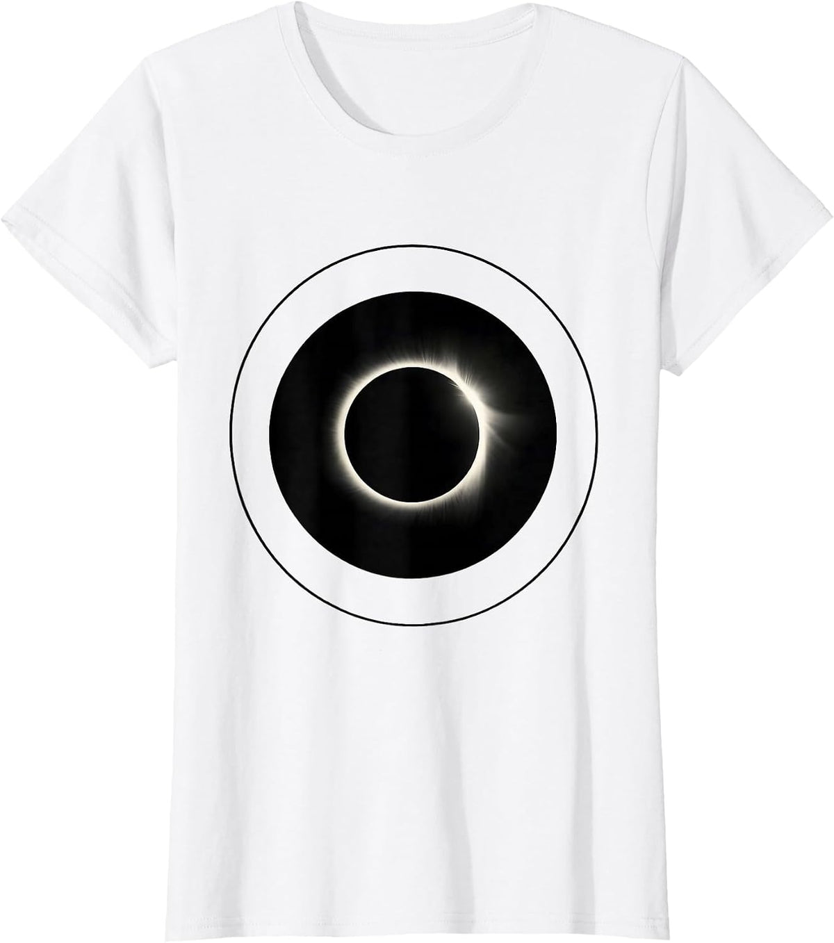 Women's Solar Eclipse Perfect Black Dot Graphic T-Shirt - White