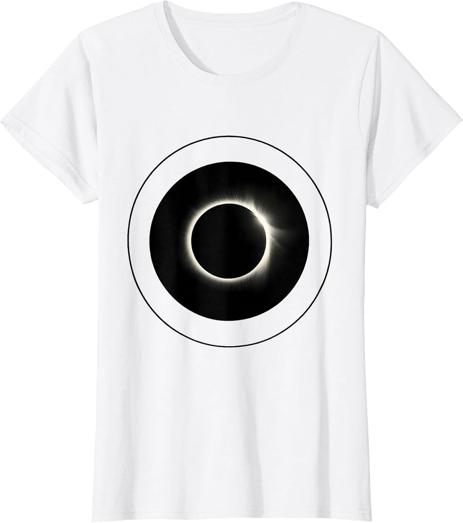 Women's Solar Eclipse Perfect Black Dot Graphic T-Shirt - White