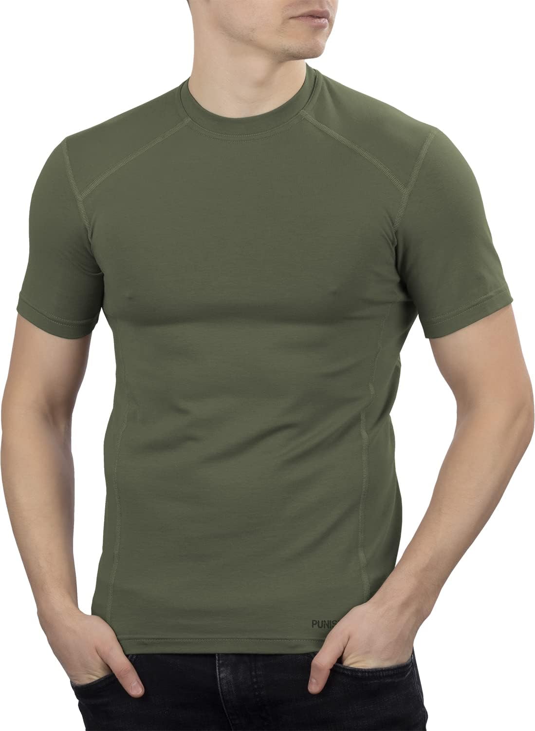 281Z Military Stretch Cotton Underwear T-Shirt - Tactical Hiking Outdoor - Punisher Combat Line - Olive Green