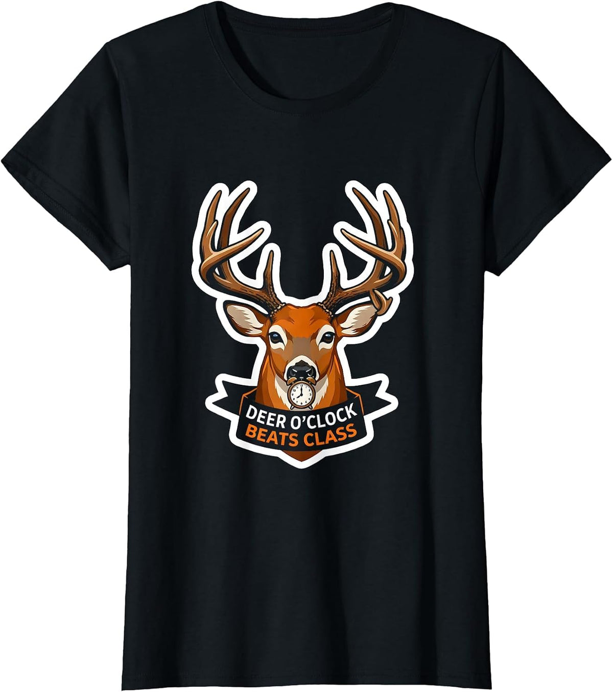 Deer O'Clock Beats Class Funny Hunting Dad Humor T-Shirt - Black