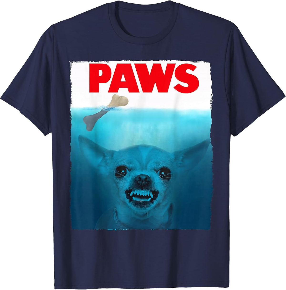 Chihuahua Dog Paws Cute Movie Poster Pet Funny T-Shirt - Navy Blue