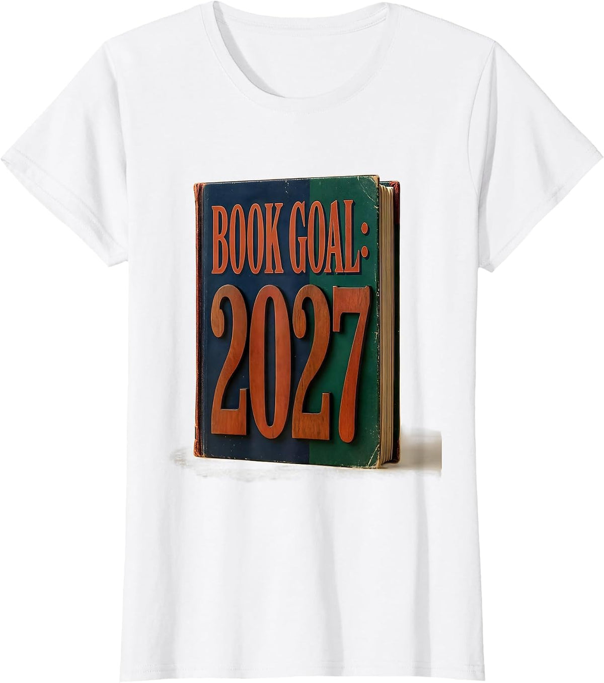 Book Goal: 2027 Vintage Reader Bookworm Literacy Resolution T-Shirt - White