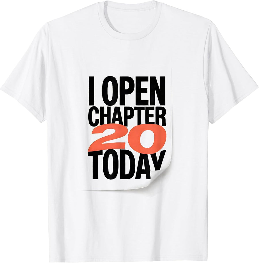 Men's I Open Chapter 20 Today Whimsical Bookworm Birthday T-Shirt - White
