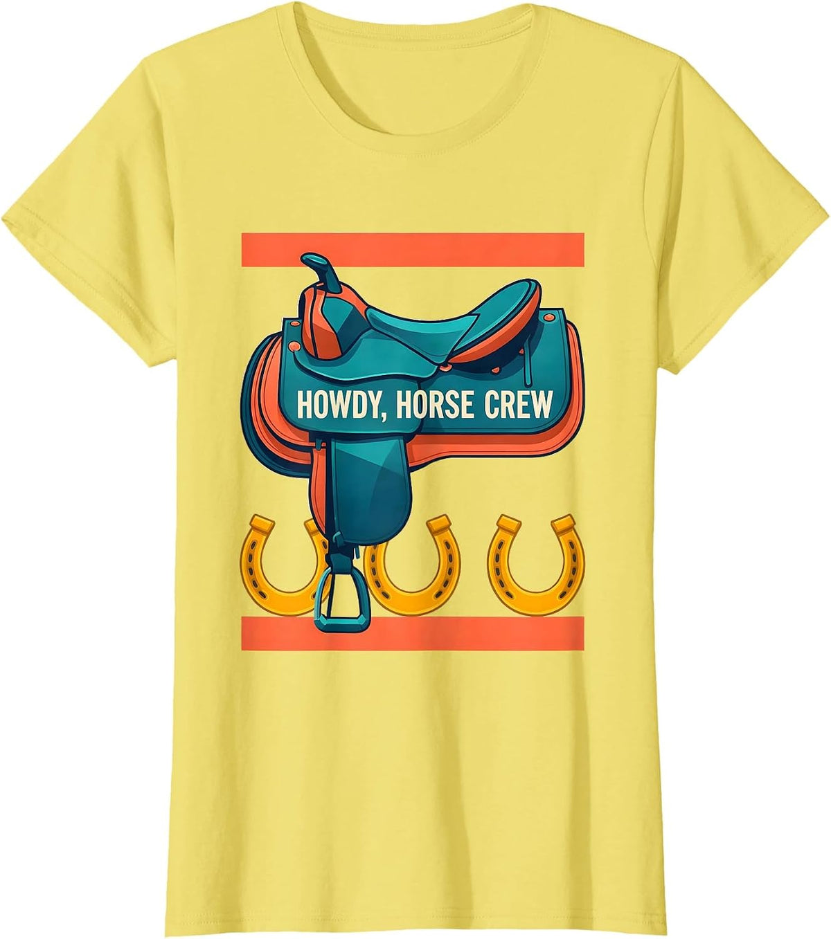 Women's Howdy, Horse Crew Western Cowboy Cowgirl Rodeo Pride T-Shirt - Lemon Yellow
