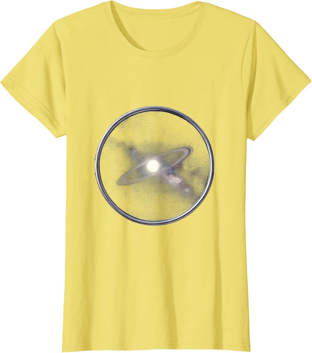 Women's Cosmic Mirror Reflecting the Universe Design T-Shirt - Lemon Yellow