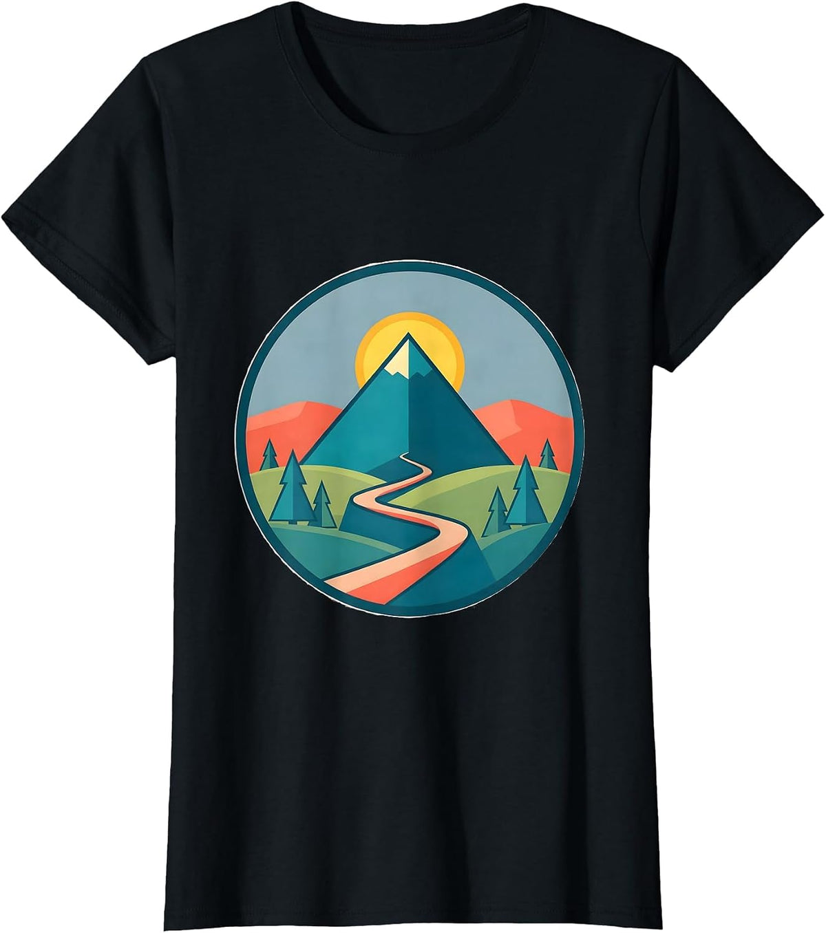 School Counselor Mountain Path Graphic Design T-Shirt - Black