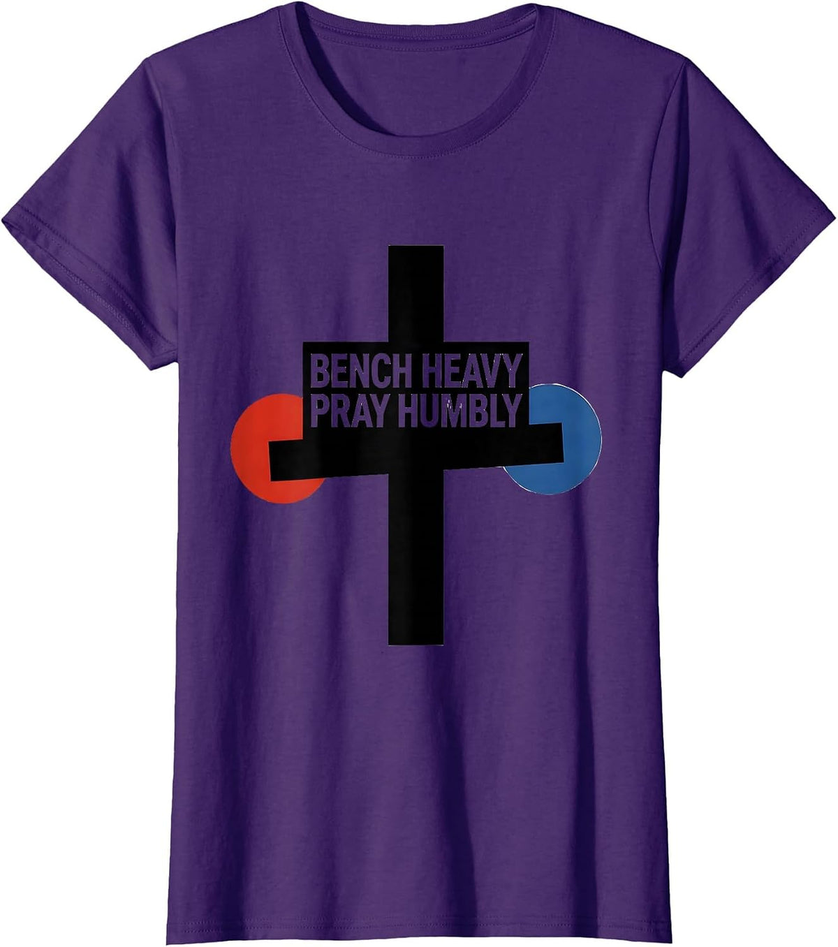 Women's Bench Heavy Pray Humbly Faith Lift Heavy Gym Christian T-Shirt - Purple