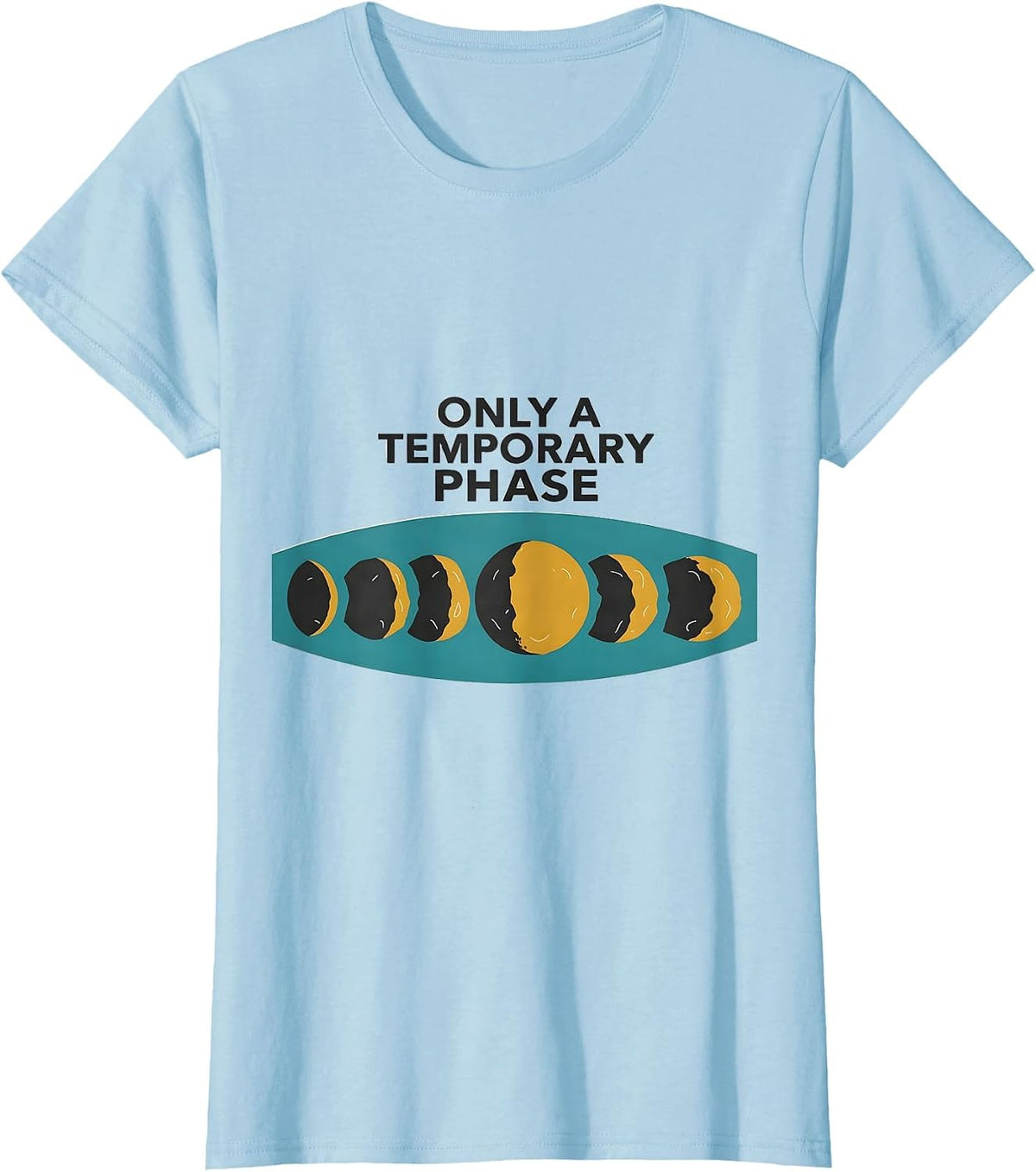 Only A Temporary Phase Midcentury Modern Moon Phases T-Shirt - Baby Blue