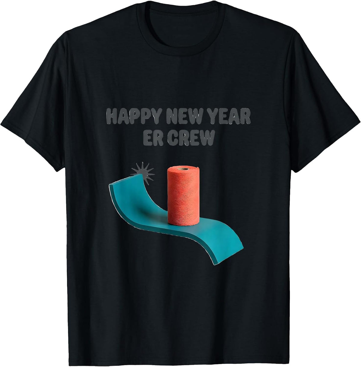 Men's Happy New Year, ER Crew Midcentury Modern Nurse Crew Party T-Shirt - Black