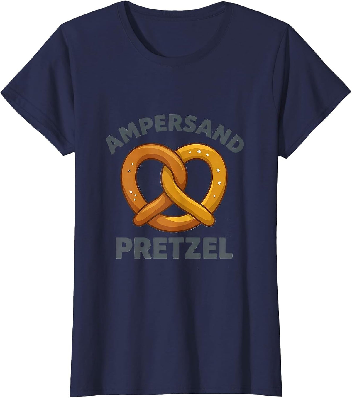 Women's Ampersand Pretzel Funny Grammar Teacher English Pun Humor T-Shirt - Navy Blue
