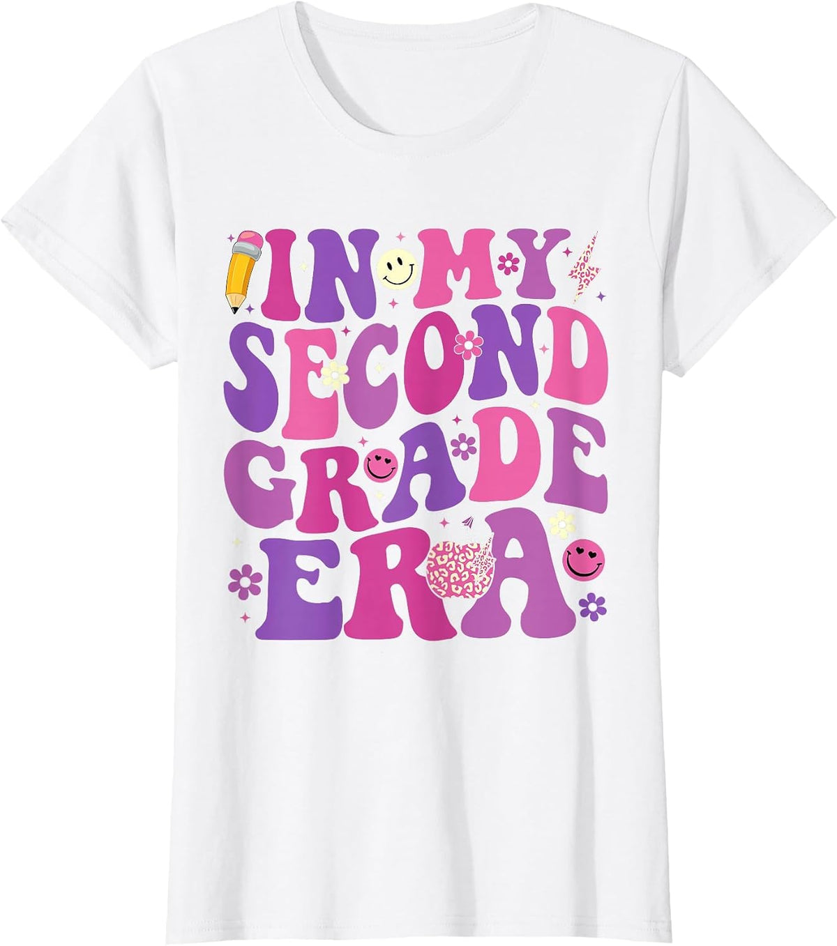 in My Second Grade Era Girl Groovy 2nd Grade Back to School T-Shirt - White