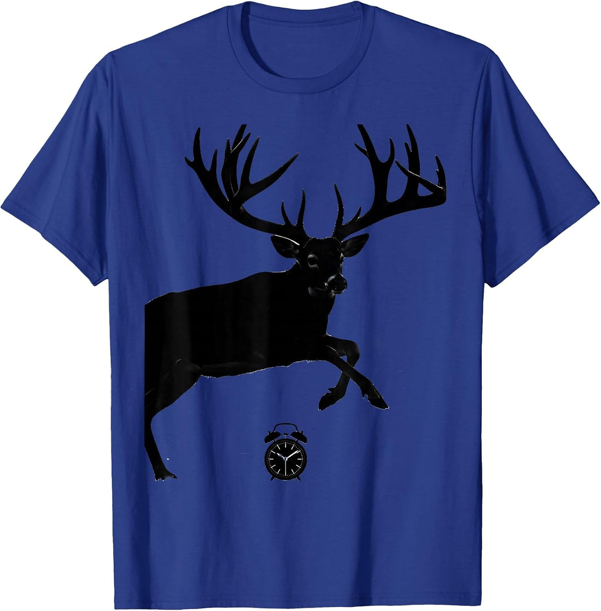 Men's Oversized Leaping Whitetail Deer Hunter Dad Humor T-Shirt - Royal Blue
