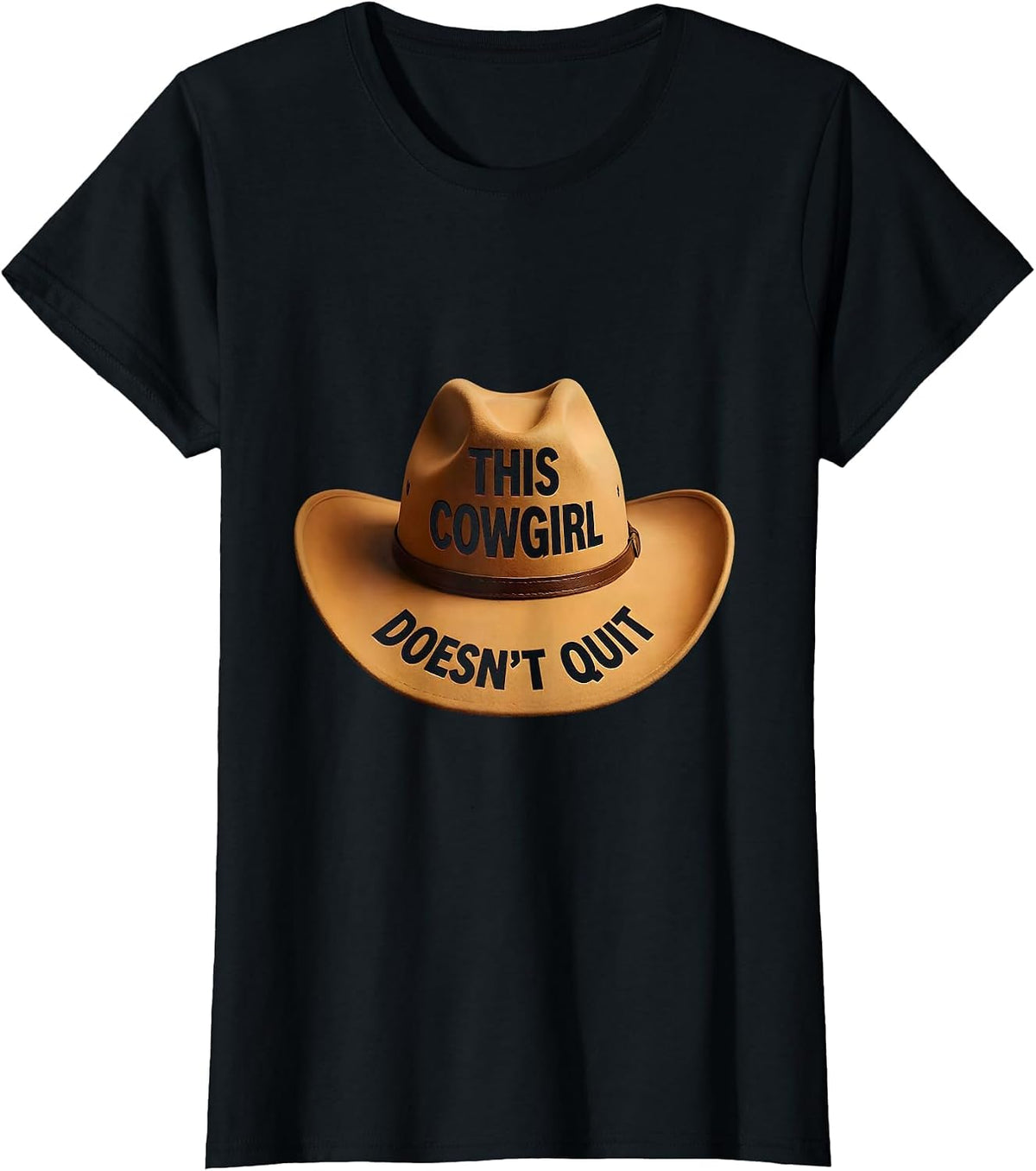 This Cowgirl Doesn't Quit Rodeo Design T-Shirt - Black