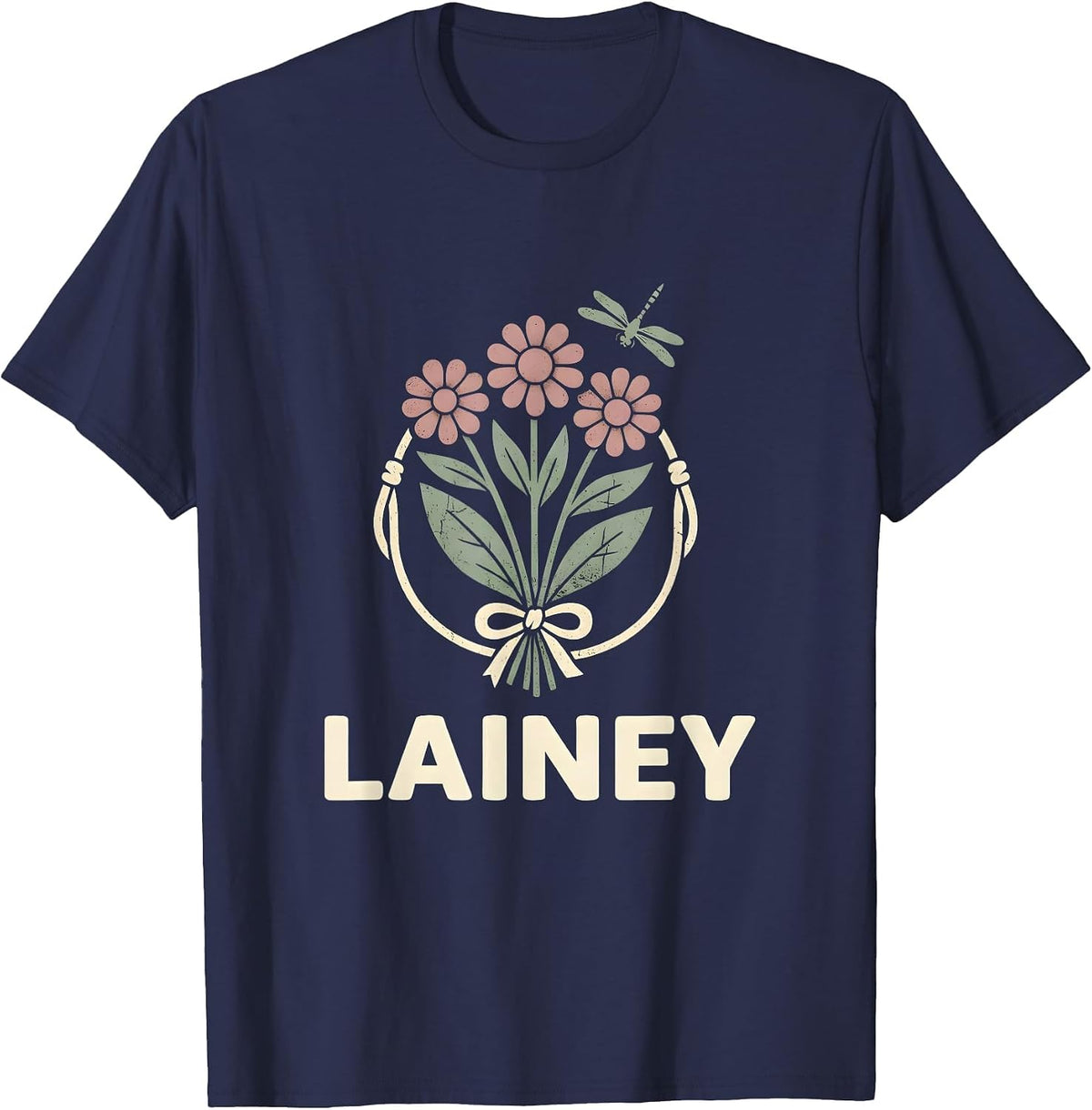 Men's Lainey Floral Boho Western Cowgirl Name Gift for Girls T-Shirt - Navy Blue