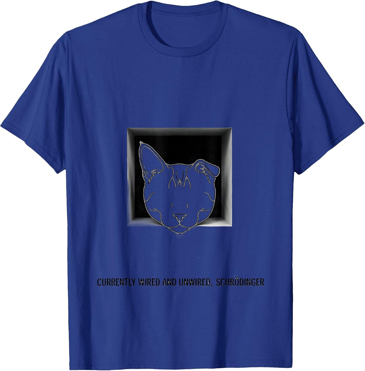 Men's Currently Wired And Unwired, Schrödinger Science Enthusiast T-Shirt - Royal Blue