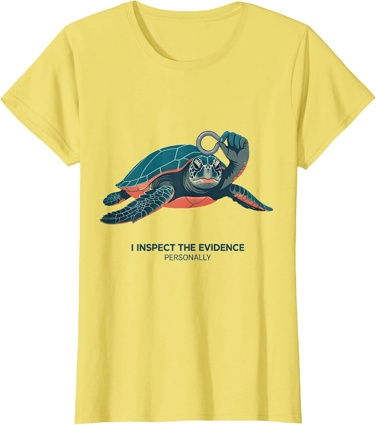I Inspect The Evidence Personally Funny Sea Turtle Ocean T-Shirt - Lemon Yellow
