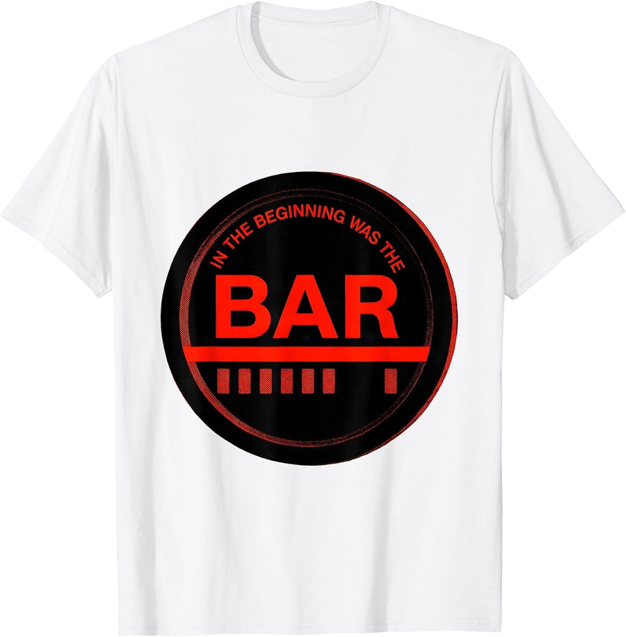 Men's In The Beginning Was The Bar Geometric Christian Faith Gym T-Shirt - White