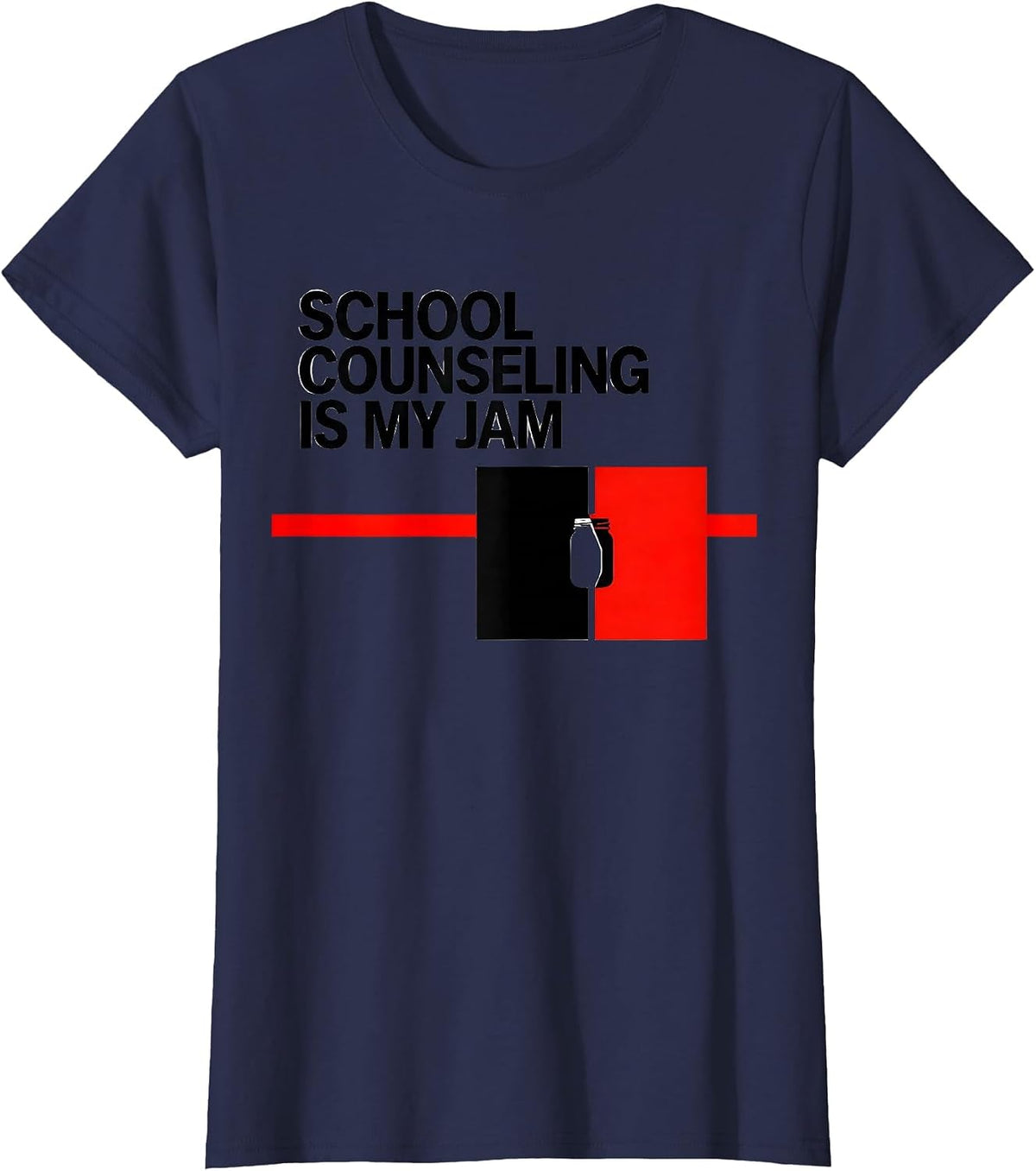 Women's School Counseling Is My Jam Funny School Counselor Back T-Shirt - Navy Blue