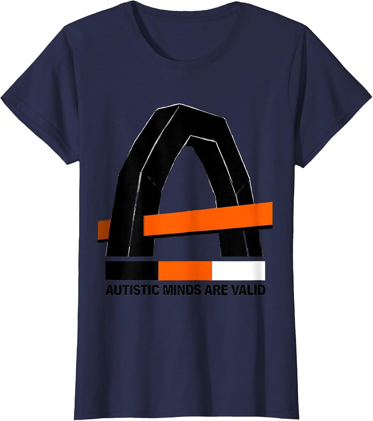 Women's Autistic Minds Are Valid Brutalist Neurodiversity Awareness T-Shirt - Navy Blue