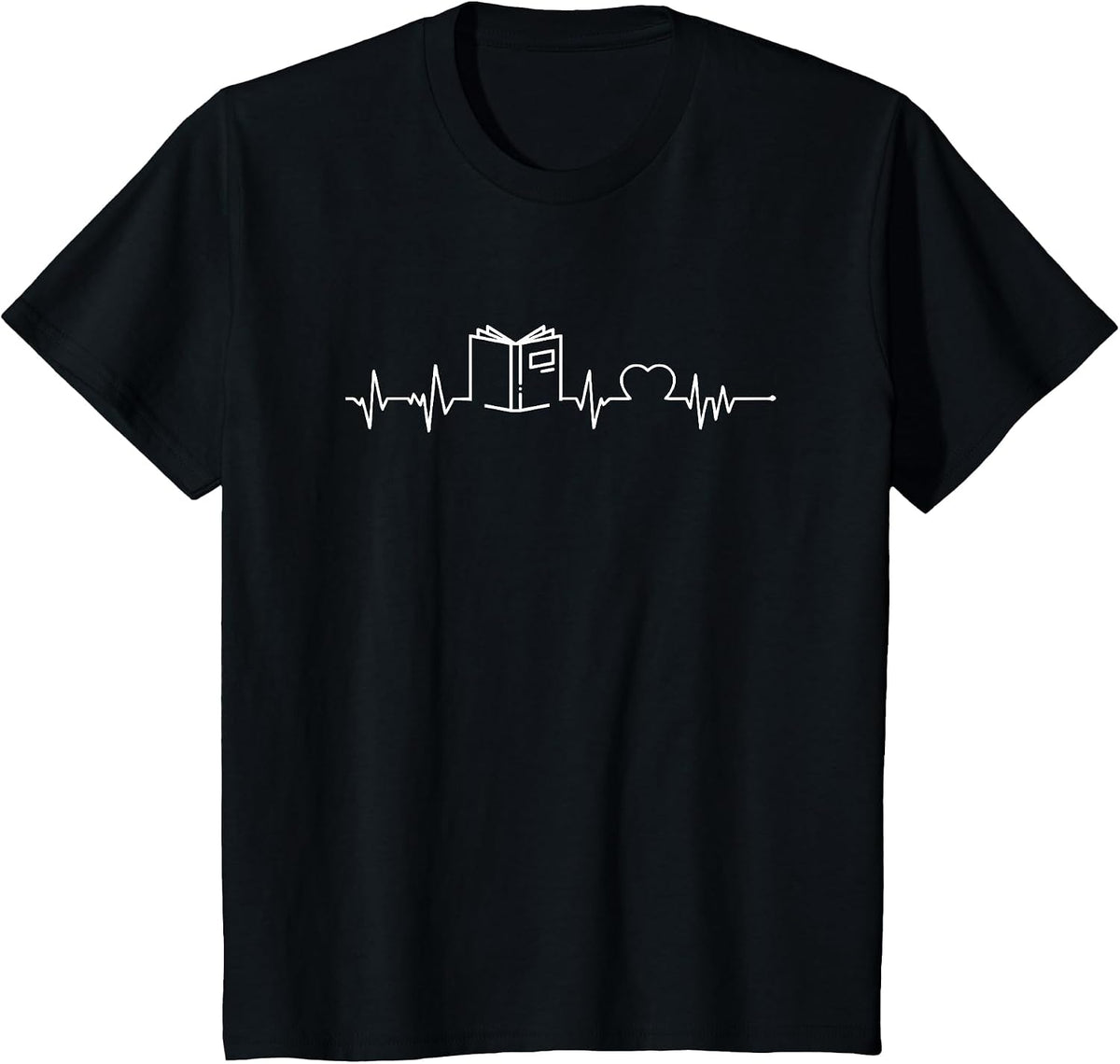 Love Books Heartbeat T-Shirt - Black
