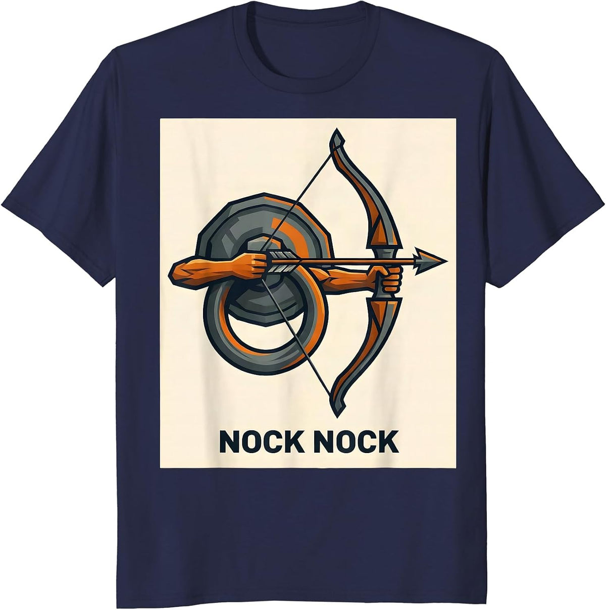 Men's Nock Nock Funny Deer Hunting Archery Hunter Dad Gift T-Shirt - Navy Blue