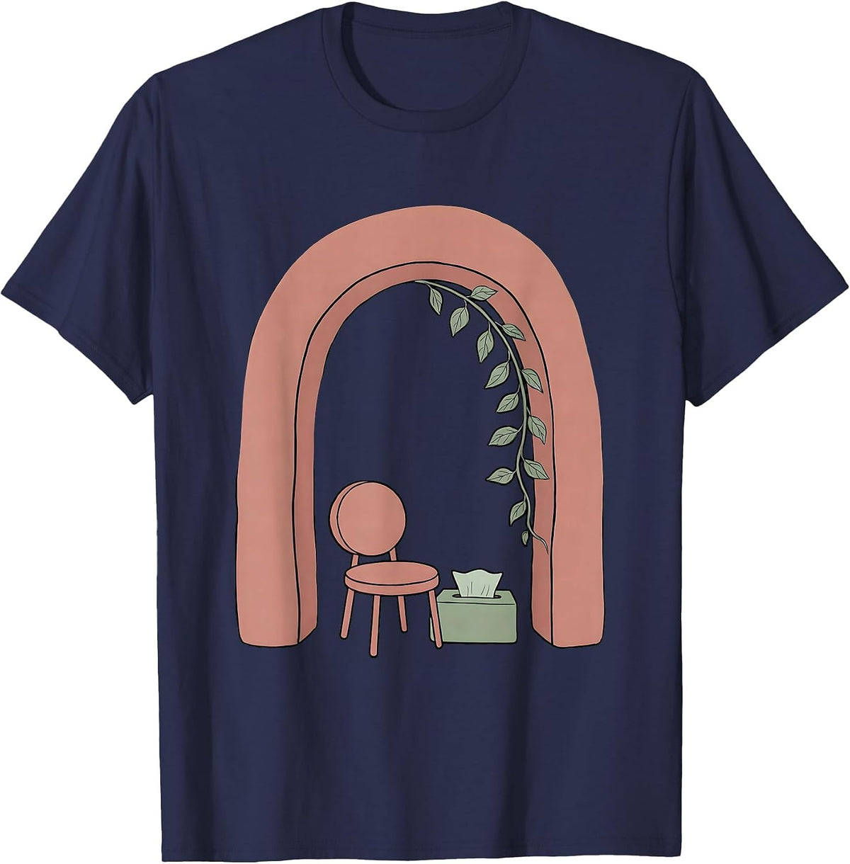 Boho Doorway Counselor Chair School Psychologist Humor T-Shirt - Navy Blue