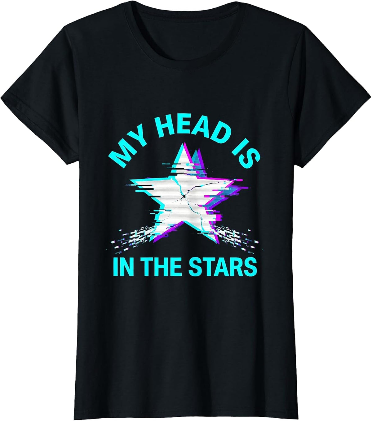 My Head Is In The Stars Dreamer Design T-Shirt - Black