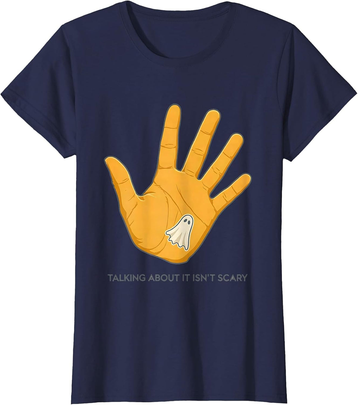 Women's Talking About It Isn't Scary Mental Health Halloween T-Shirt - Navy Blue