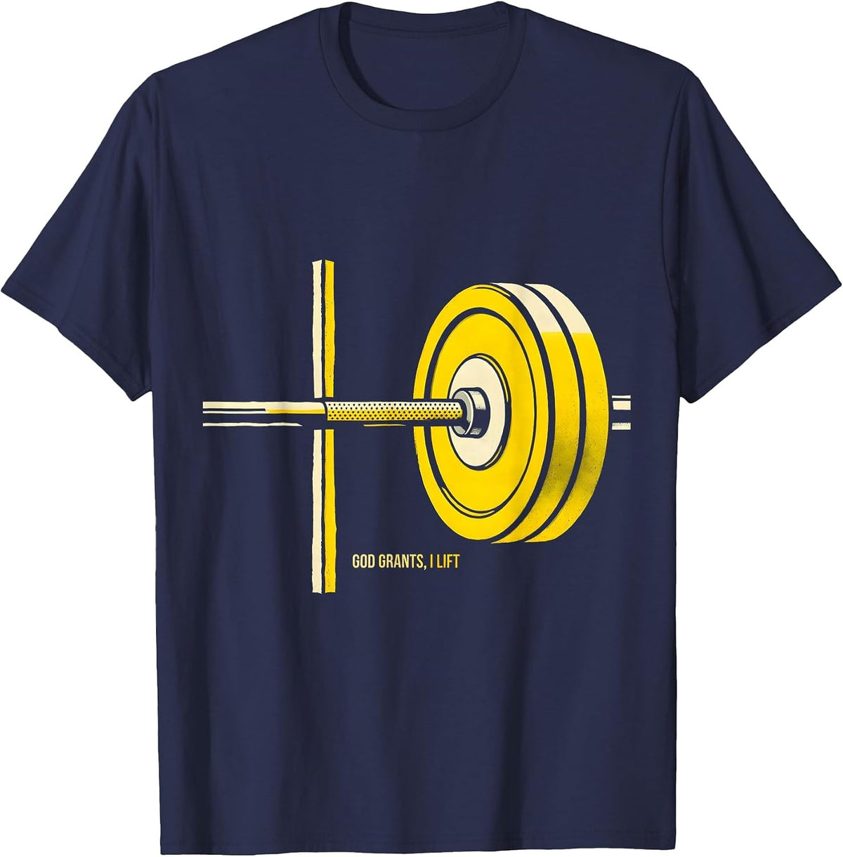 Men's God Grants I Lift Funny Christian Weightlifting Gym Humor T-Shirt - Navy Blue