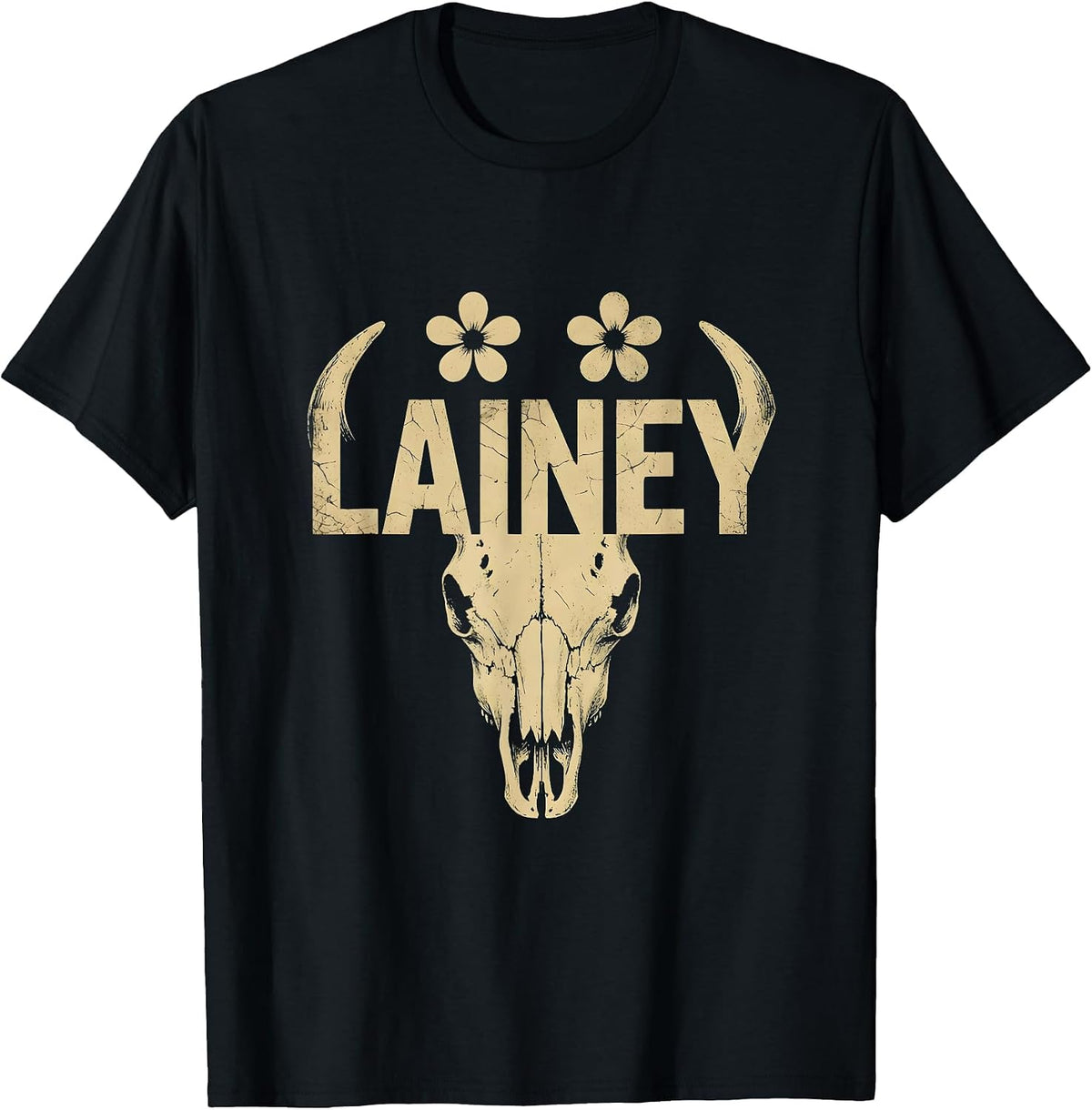 Men's Lainey Boho Western Cowgirl Personalized Gift for Girls T-Shirt - Black