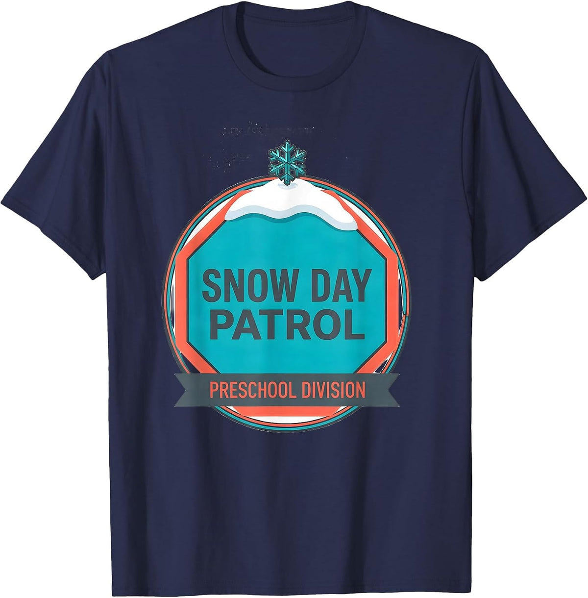 Men's Snow Day Patrol Preschool Division Funny Teacher Christmas T-Shirt - Navy Blue
