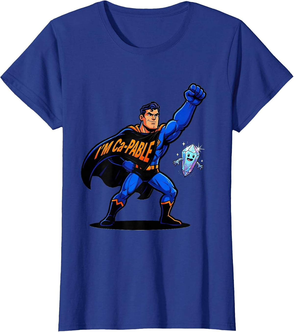 Women's I'm Ca-pable Cartoon Chemistry Pun Science Teacher Gift T-Shirt - Royal Blue