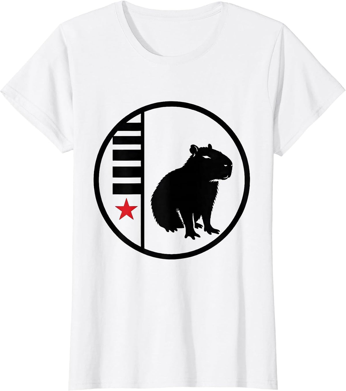 Women's Capybara Badge Slouch Humor Animal Lover T-Shirt - White
