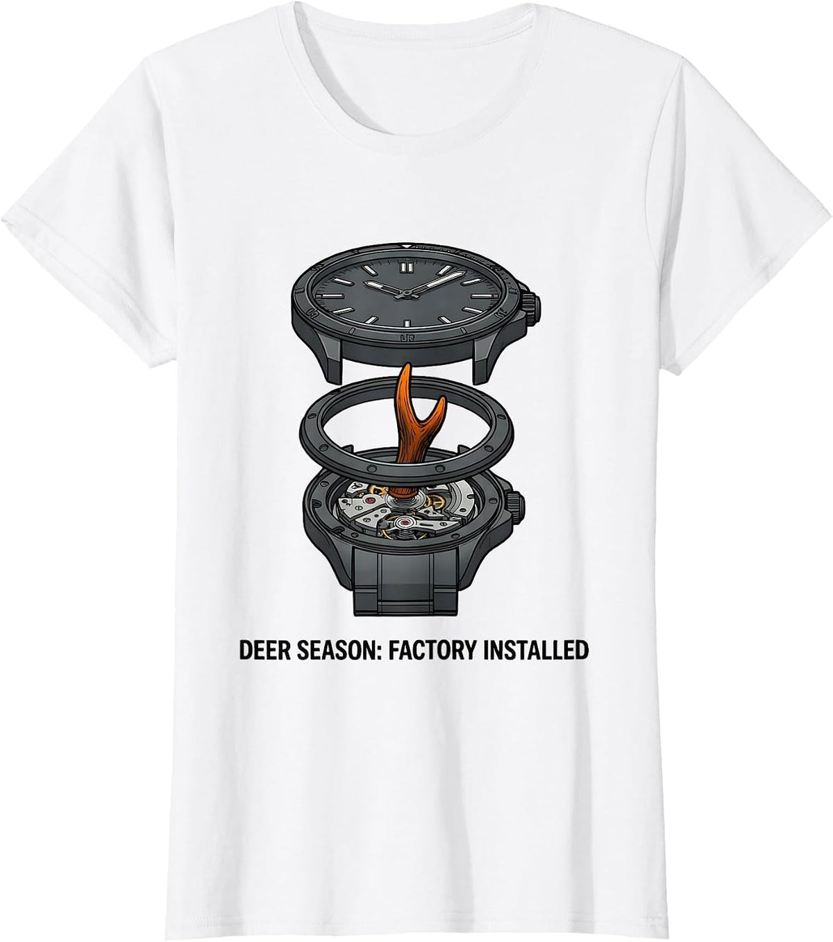 Women's Deer Season: Factory Installed Funny Hunting Dad Camo T-Shirt - White
