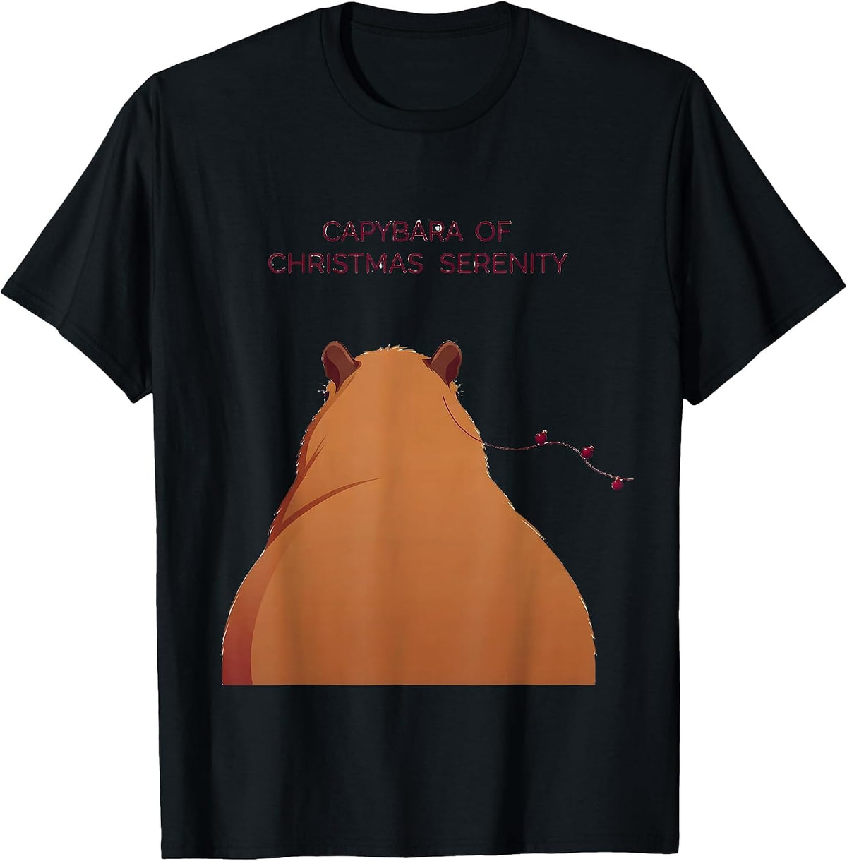 Men's Capybara Of Christmas Serenity Whimsical Pun Animal Lover T-Shirt - Black