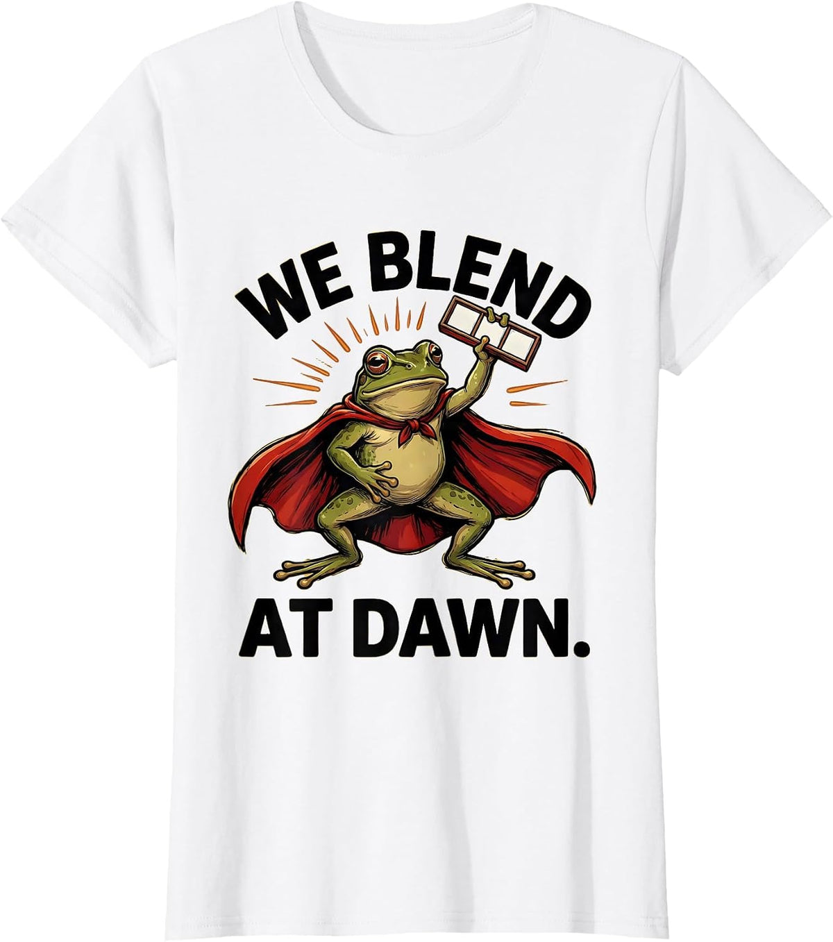 Women's We Blend At Dawn Funny Teacher Frog Back to School Gift T-Shirt - White