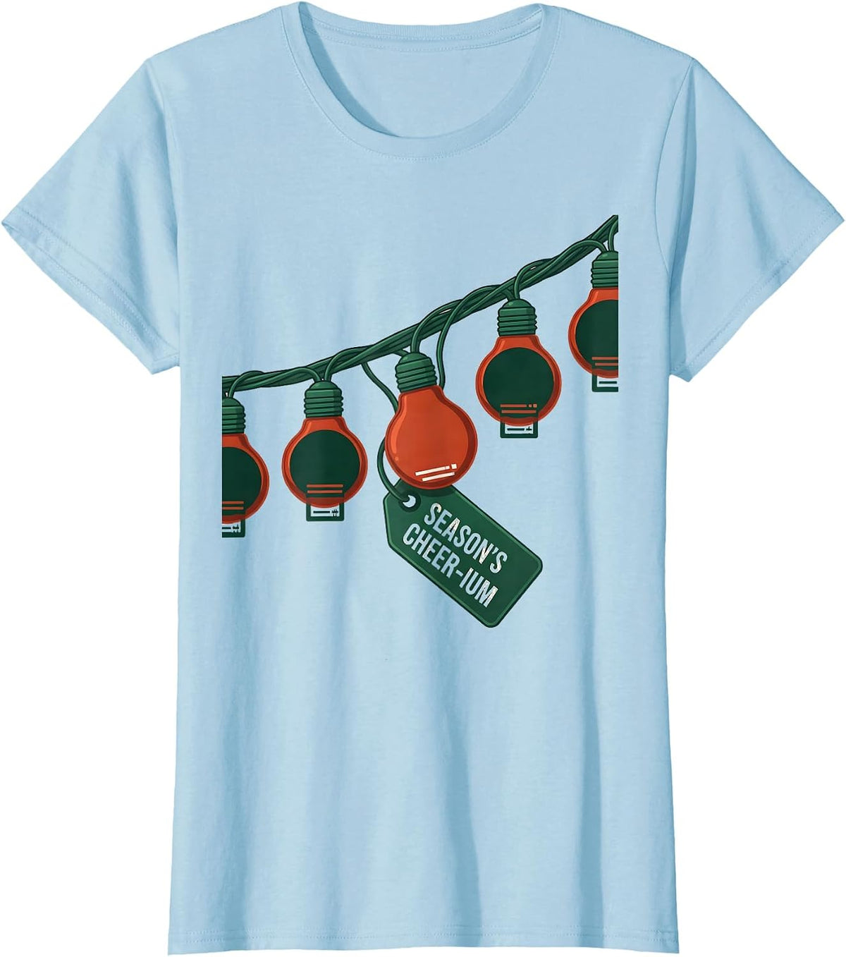 Women's Season's Cheer-ium Funny Chemistry Periodic Table Pun T-Shirt - Baby Blue